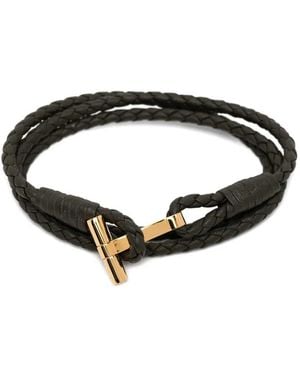 Tom Ford Geflochtenes Armband mit T-Riemen - Schwarz