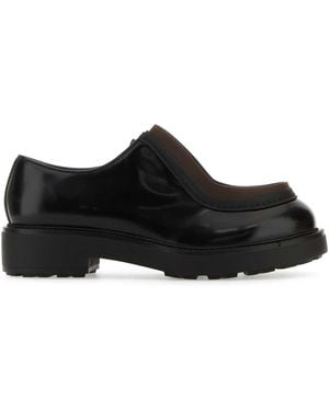 Prada Schnürschuhe Aus Gebürstetem Leder - Schwarz