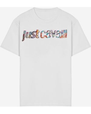 Just Cavalli Katoenen T-shirt Met Logo - Wit