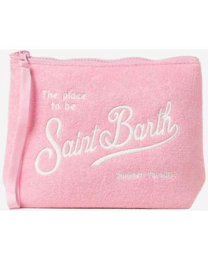 MC2 Saint Barth Aline Clutch Bag With Logo - Pink