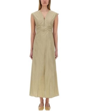Alysi Long Poplin Dress - Natural