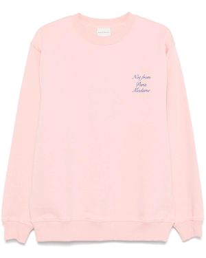 Drole de Monsieur Le Sweatshirt Cursive Slogans - Pink