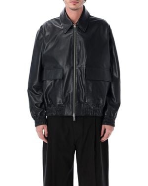 Studio Nicholson Piston Leather Bomber Jacket - Blue