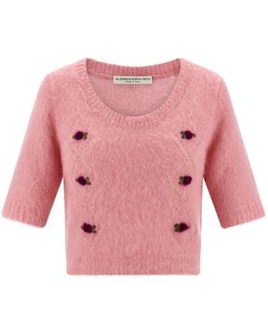 Alessandra Rich 'Carded Mohair' Sweater - Pink