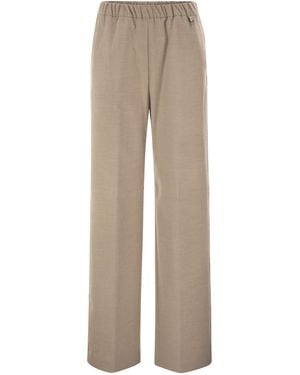 Herno Wide-Leg Flannel-Effect Pants With Elasticated Waistband - Natural