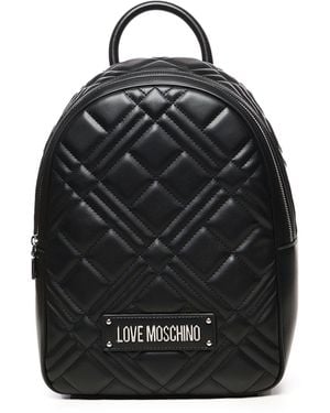 Love Moschino Hou Van Moschino Gewatteerde Zwarte Rugzak Met Zip -sluiting