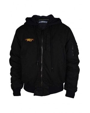 Off-White c/o Virgil Abloh Cotton Bomber Jacket With Iconic Branding - Black