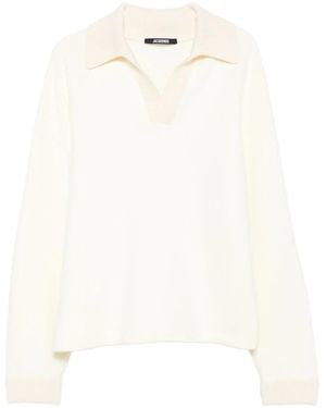 adidas Originals Long Sleeve "Stitch" Polo Shirt - Natural