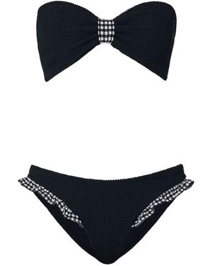 Hunza G Schwarz check Jean Bikini - Blau