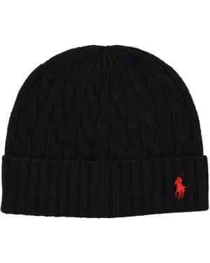 Polo Ralph Lauren Wool-Blend Cable-Knit Beanie - Black