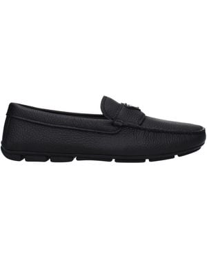 Prada Herrens Schwarze Leder-Loafer