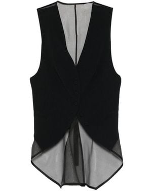 Emporio Armani Sheer-Panel Waistcoat - Black