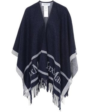Max Mara Studio Pirania Wool Cape - Blue