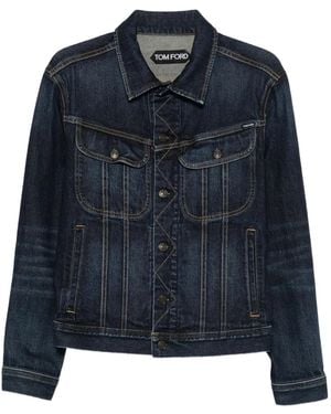 Tom Ford Veste En Jean À Col Pointu - Bleu