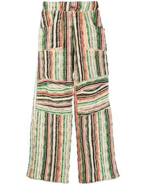 VITELLI Stripe-Print Cotton-Blend Pants - White
