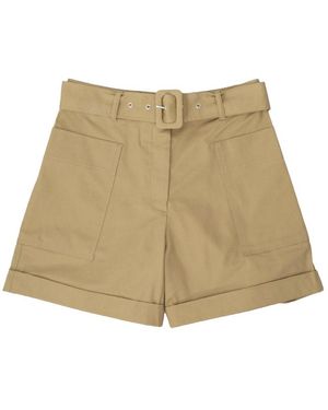 Officine Generale Mid-Waisted Shorts With Removable Belt - Natur