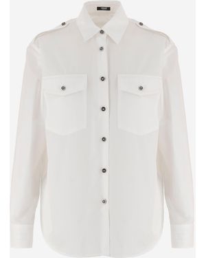 Versace Cotton Shirt With Contrasting Buttons - White