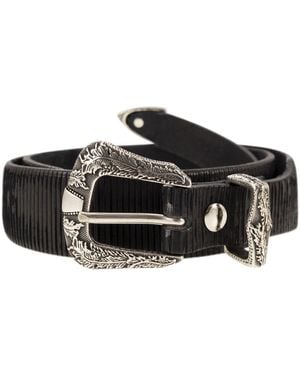 Alberto Luti Leather Belt - Black