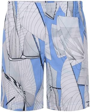 MSGM Shorts aus hellblau/weiß
