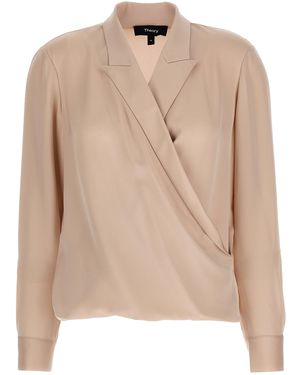 Theory Theorie 'pk Label Wrap' Blouse - Naturel