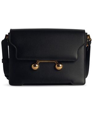 Marni 'new Trunk' Black Lear Crossbody Bag - Zwart