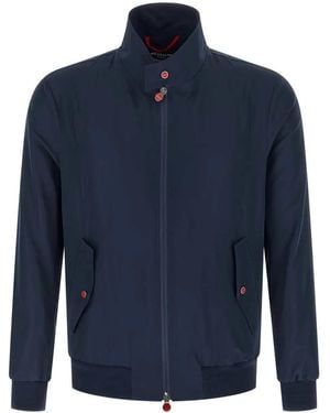 Kiton Cima Jacket With Mandarin Collar - Blue
