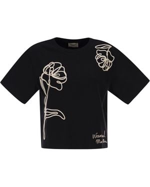 Weekend by Maxmara Wkdsala Cotton T Shirt With Print - Black