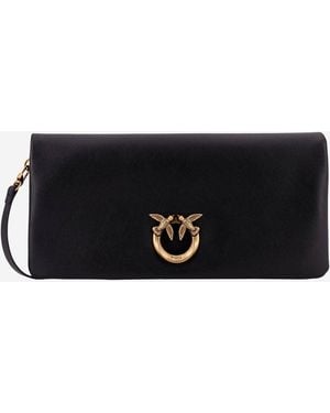 Pinko Love Bag Click Clutch aus weichem Leder - Schwarz