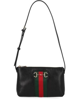Gucci "Horsebit Web" Mini Bag - Black
