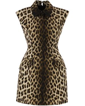 Sportmax Spxlonza – Cotton Mini Dress With Animal Print - Black