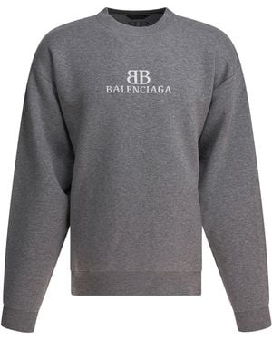 Balenciaga Crewneck Sweatshirt With Subtle Logo Embroidery - Grau