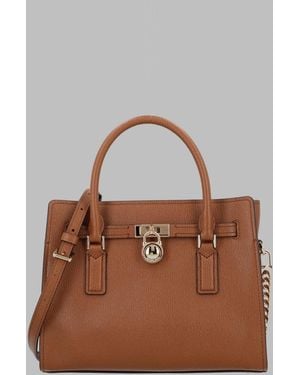 MICHAEL Michael Kors Structured Satchel Bag With Top Handle And Shoulder Strap, 21 Cm X 27.5 Cm X 12 Cm - Brown