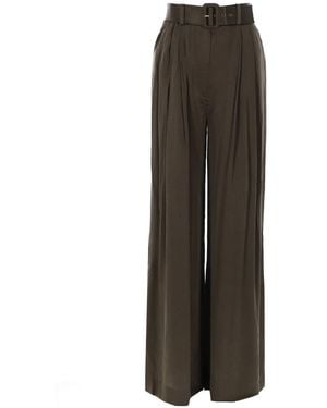 Zimmermann High Waist Trousers With Belt - Brown