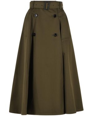 Burberry Midi-Trenchrock 'Brenda' aus grüner Baumwolle 'Juniper' Garbadine