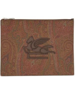 Etro Dpp Pouch "Essential Paisley" - Brown