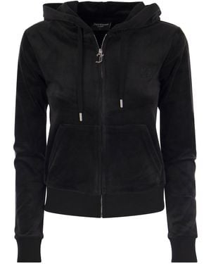 Juicy Couture Cotton Samt Hoodie - Schwarz
