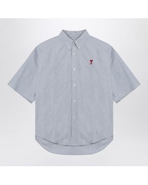 Ami Paris Light Cotton Button-Down Shirt - Blue