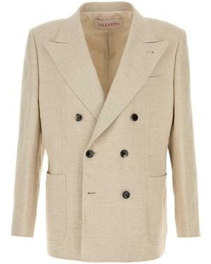 Valentino Garavani Linen Blend Blazer - Natural