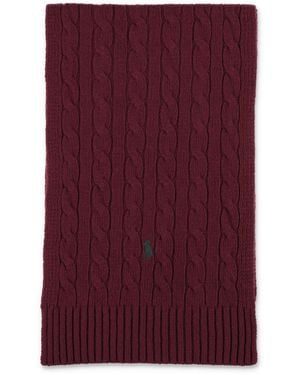 Polo Ralph Lauren Wool-Blend Cable-Knit Scarf - Purple
