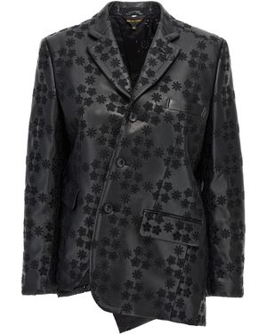 Comme des Garçons Stickerei Single Breasted Blazer - Schwarz