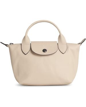 Longchamp 'le Pliage Xtra' Lederen Tas Naakt - Wit