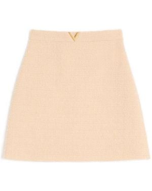 Valentino Vlogo Signature Wool Skirt - Natural