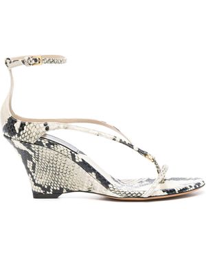 KHAITE Marion Ankle Strap Wedge Sandal 75 - White