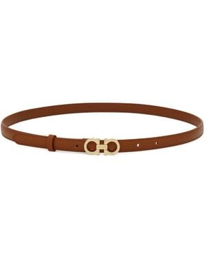 Ferragamo Gancini Leather Belt - White