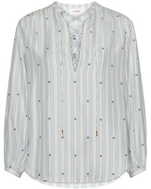 Celine Blusa de seda rayada de romy - Gris