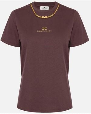 Elisabetta Franchi Maglietta Con Collana - Viola