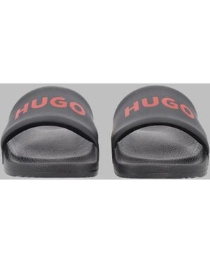 HUGO Logo Slide Sandals - Grey