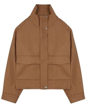 Nine:inthe:morning Wool Blend Mock Neck Snap-Front Jacket - Brown