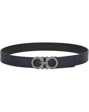 Ferragamo Cintura Gancini Reversibile - Blu