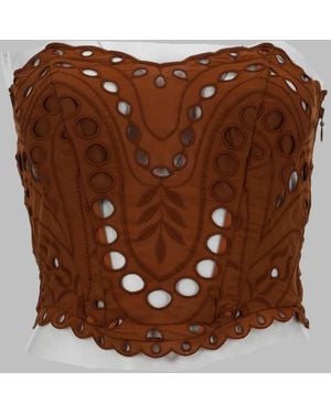 Charo Ruiz Strapless Scalloped Edges Kai Top - Brown